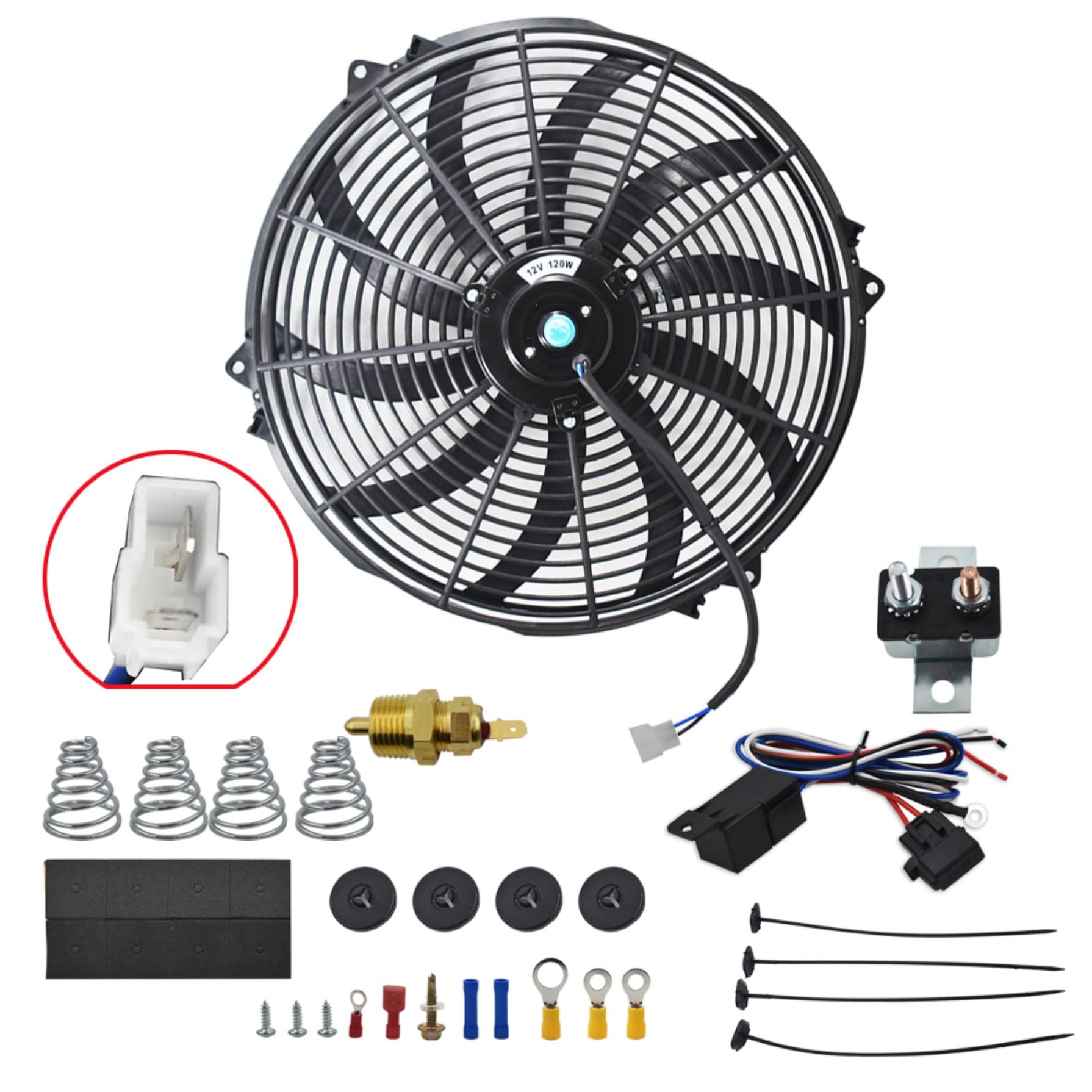 GXYWADY Ventilador eléctrico de radiador de 16 pulgadas, 3000 CFM, interruptor de cableado, kit de relé, color negro