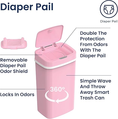 Miniatura 3 de Ninestars NPT-16-1YL - Cubo de basura de 4.2 galones  16 litros de plástico ABS con sensor de movimiento, color amarillo