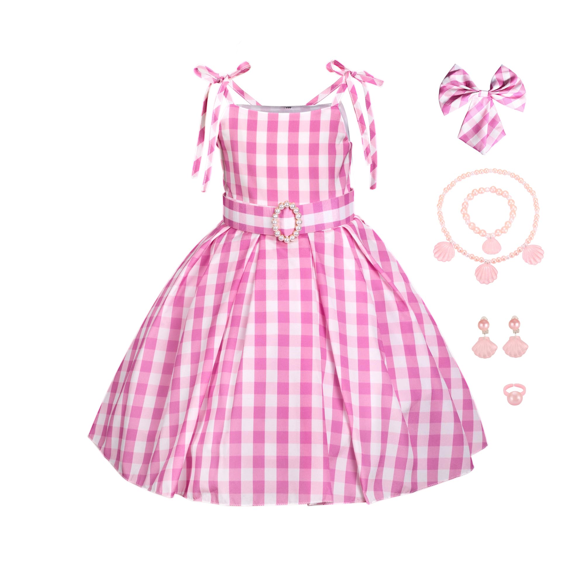 ATIMIGOGirls Pink Cosplay Costume Dress Vintage Birthday Halloween Party Outfit Chirstmas Gift for Girls Dress Up