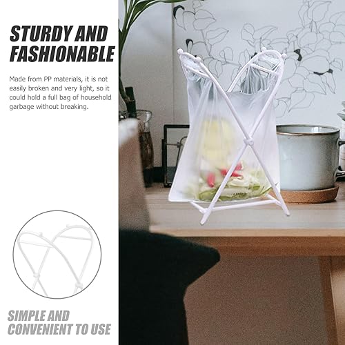 Miniatura 7 de Healifty Soporte de bolsa de basura portátil Pp Estante de almacenamiento blanco simple