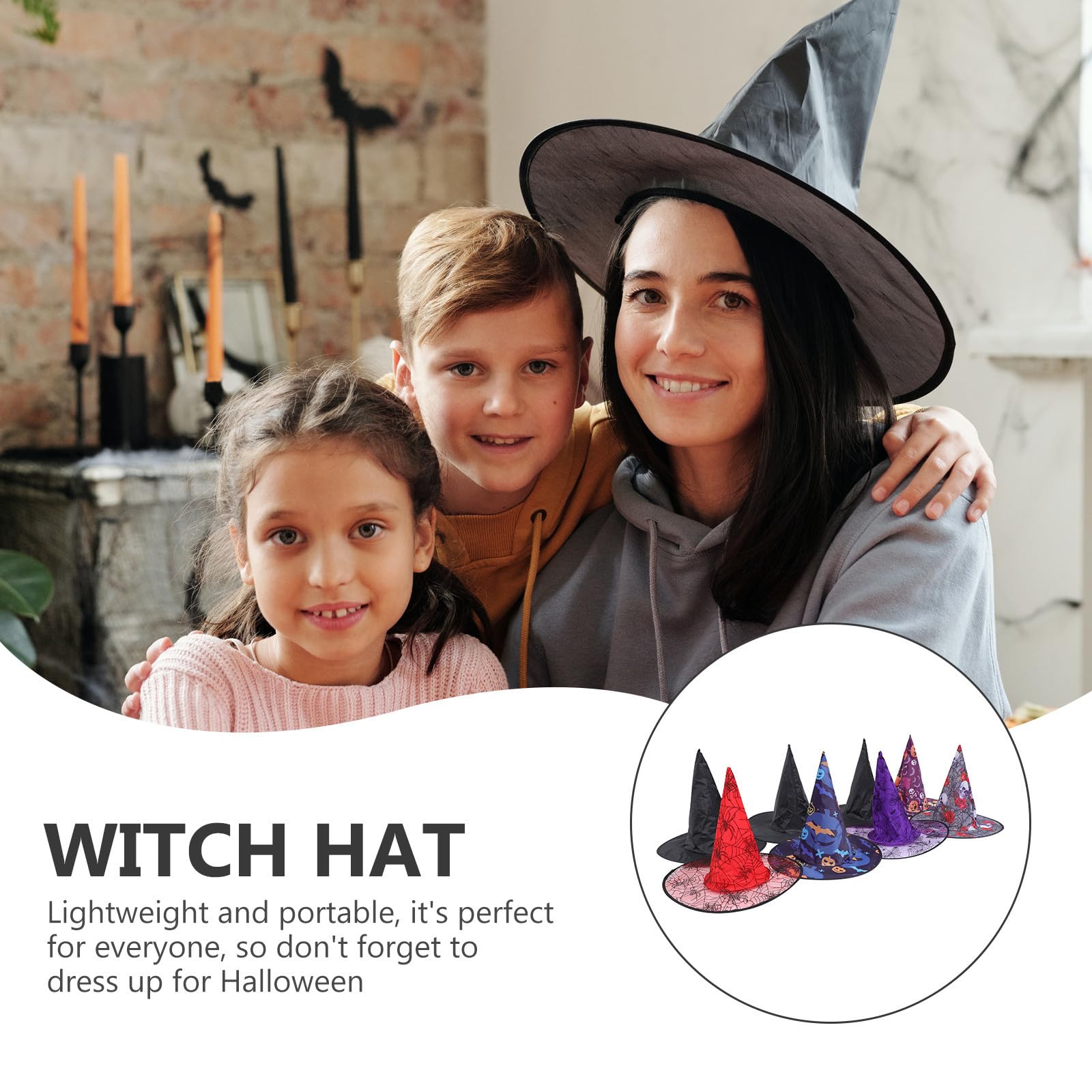 Abaodam 24 Stück Halloween Hexenhut aus Stoff und Stahl Draht Robuster und Bequemer Hexenhut für Cosplay Aktivitäten und Festliche Dekoration zu Halloween