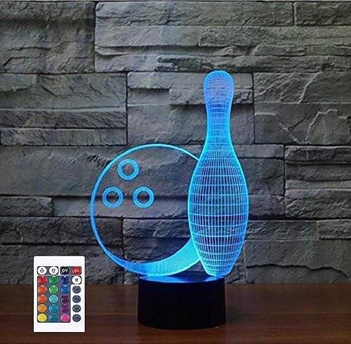 Luz nocturna creativa 3D de boliche, control remoto, mesa táctil, lámparas de ilusión óptica, 16 luces que cambian de color, decoración del hogar,