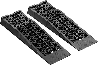 Wiltec Loading Ramps Set of 2 with 5 T Load Capacity, Heavy Duty PP Car Ramps, Wheel Chocks 70 x 20 x 7.8 cm, Flat Driving Wedges for Cars, Campers, Deep Vehicles, Ideal for Maintenance Work