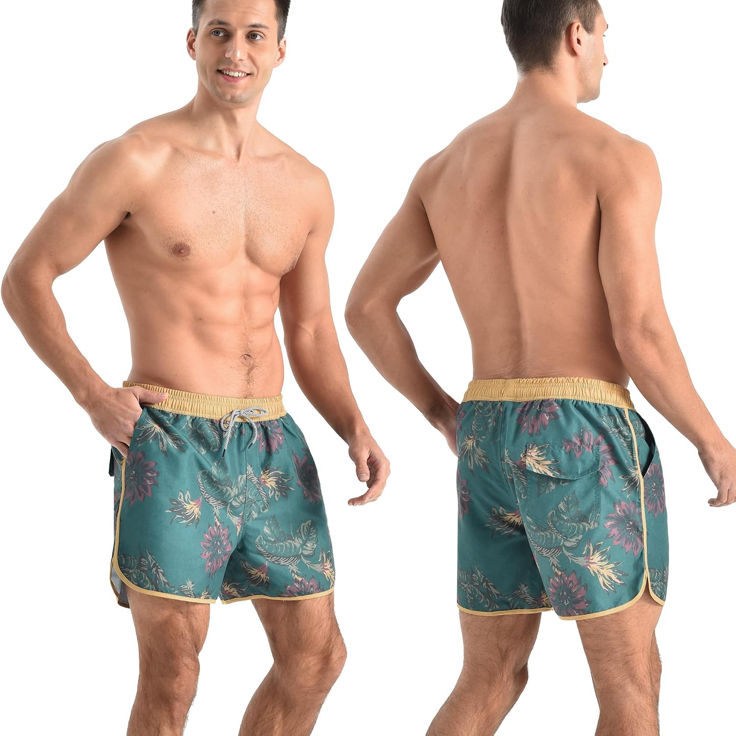 Ipletix Mens Swim Trunks 80s 90s Vintage Short with Mesh Lining Quick Dry Beach Swim Suits Board Shorts