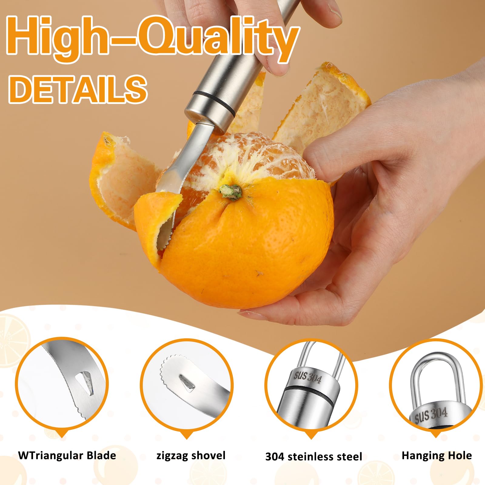 Citrus Queen 3er-Set Zitrus-Schäler – Praktische Küchenhelfer Für Orangen, Zitronen & Grapefruits