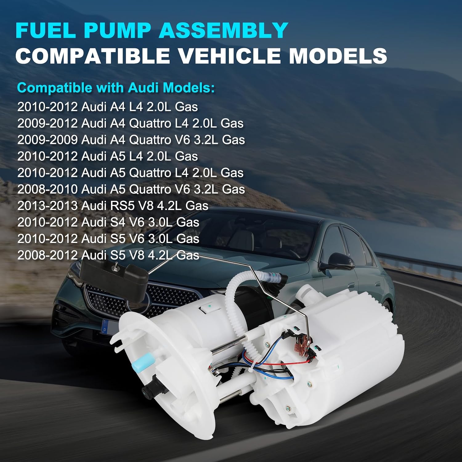 OTO-K Electric Fuel Pump Module Assembly Compatible with Audi A4 A5 2010-2012,RS5 2013,S4 2010-2012,S5 2008-2012,A4 Quattro 2009-2012,A5 Quattro 2008-2012,Replaces# 8K0919051G,0580202016
