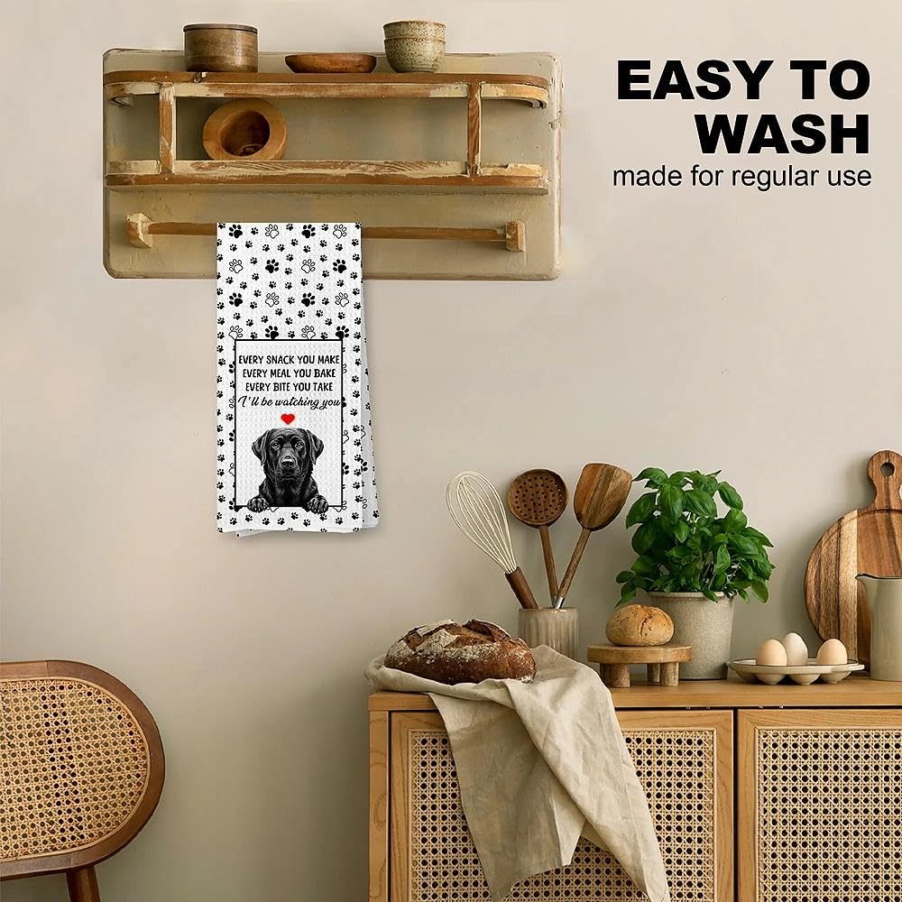Funny Black Labrador Retriever Kitchen Towels, Black Lab Gifts, Gifts for Labrador Dog Lovers Dish Tea Towels for Kitchen Decor, Every Meal You Make Towel, 16x24 Inches