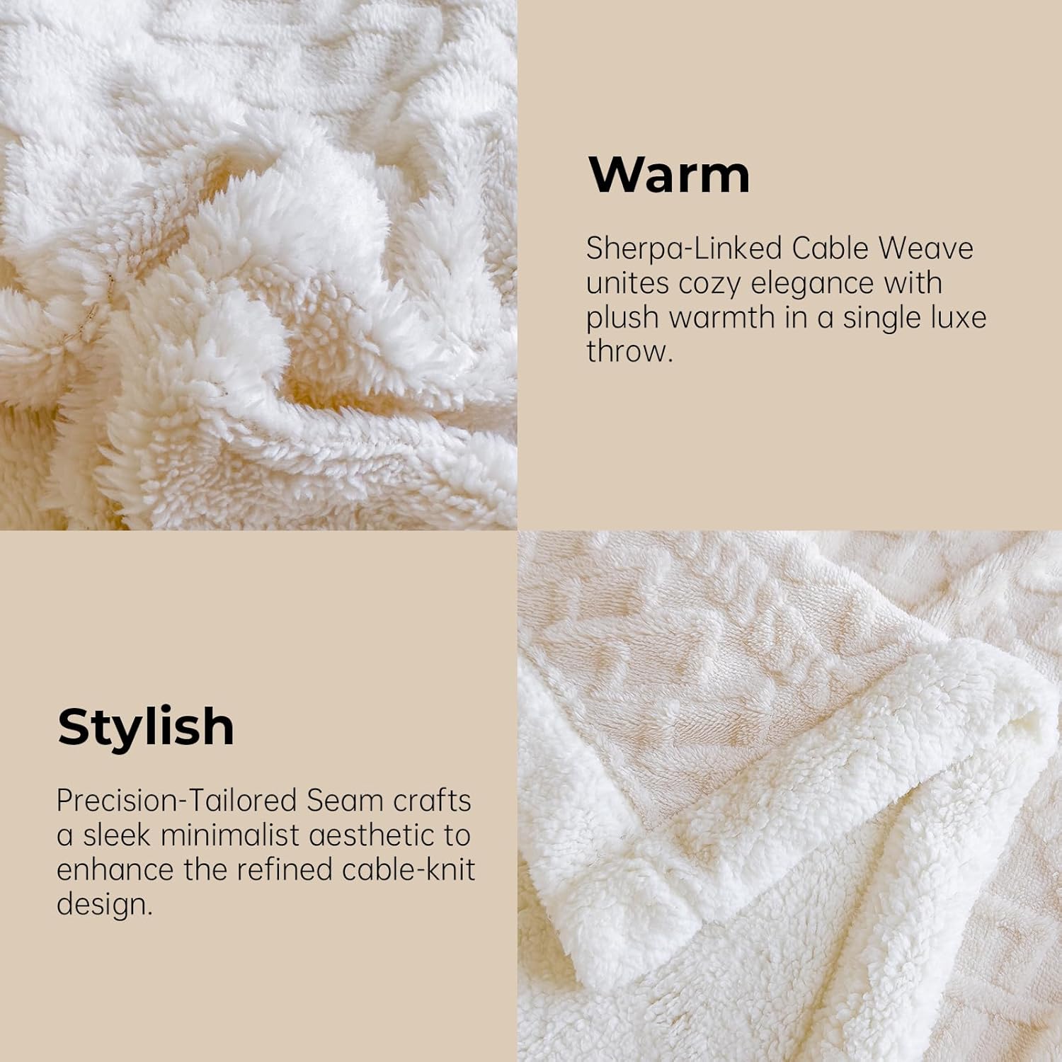 Sherpa Twin Size Blanket for Bed - Fleece Soft Cozy Fuzzy Blankets Thick Warm for Winter and All Seasons,White,Women 60 * 80 Inches - Image 5