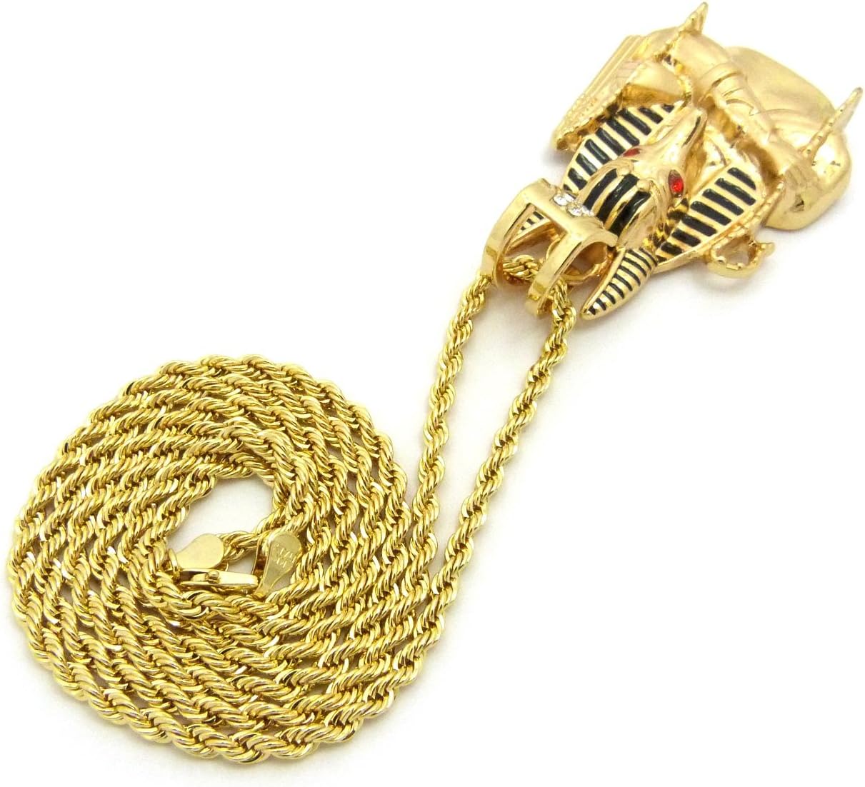 Fashion 21 Egyptian God Holding Crook & Flail Anubis Pendant 30" Various Chain Necklace Gold, Silver Tone