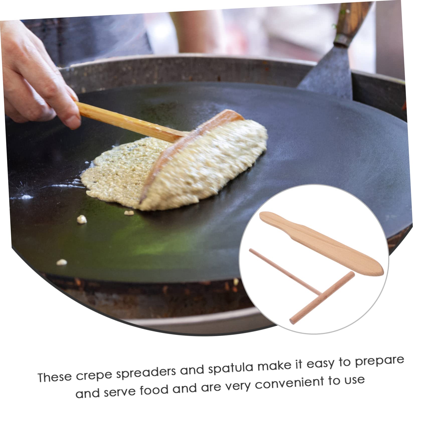 ABOOFAN 3sets Wooden Crepe Spreader and Spatula Kit for Pancake Making Handmade Utensils for for Breakfast and Snacks Safe and Convenient Kitchen Tools