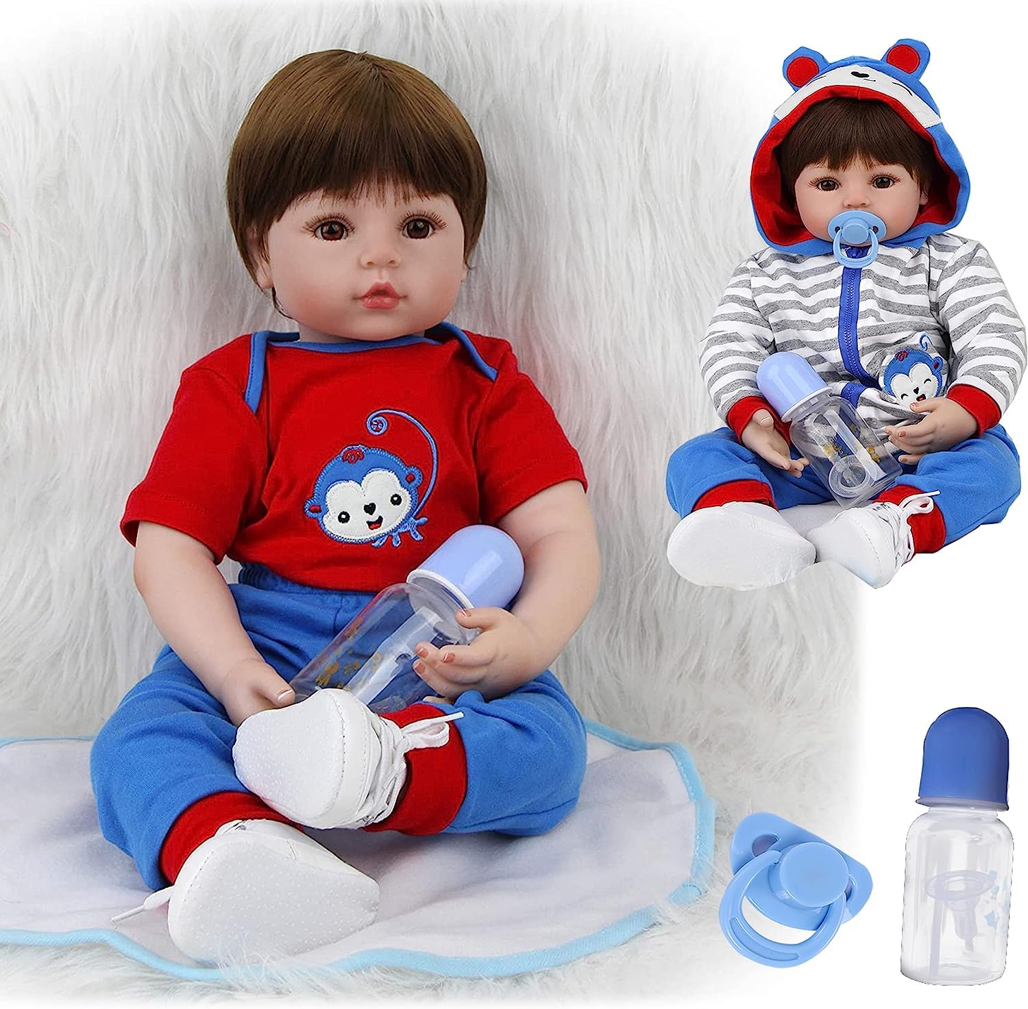 ZIYIUI Reborn Dolls Boy 22 inch 55cm Soft Silicone Vinyl Handmade Reborn Babies Realistic Baby Dolls Boy Reborn Baby Doll Looks Like a Real Baby