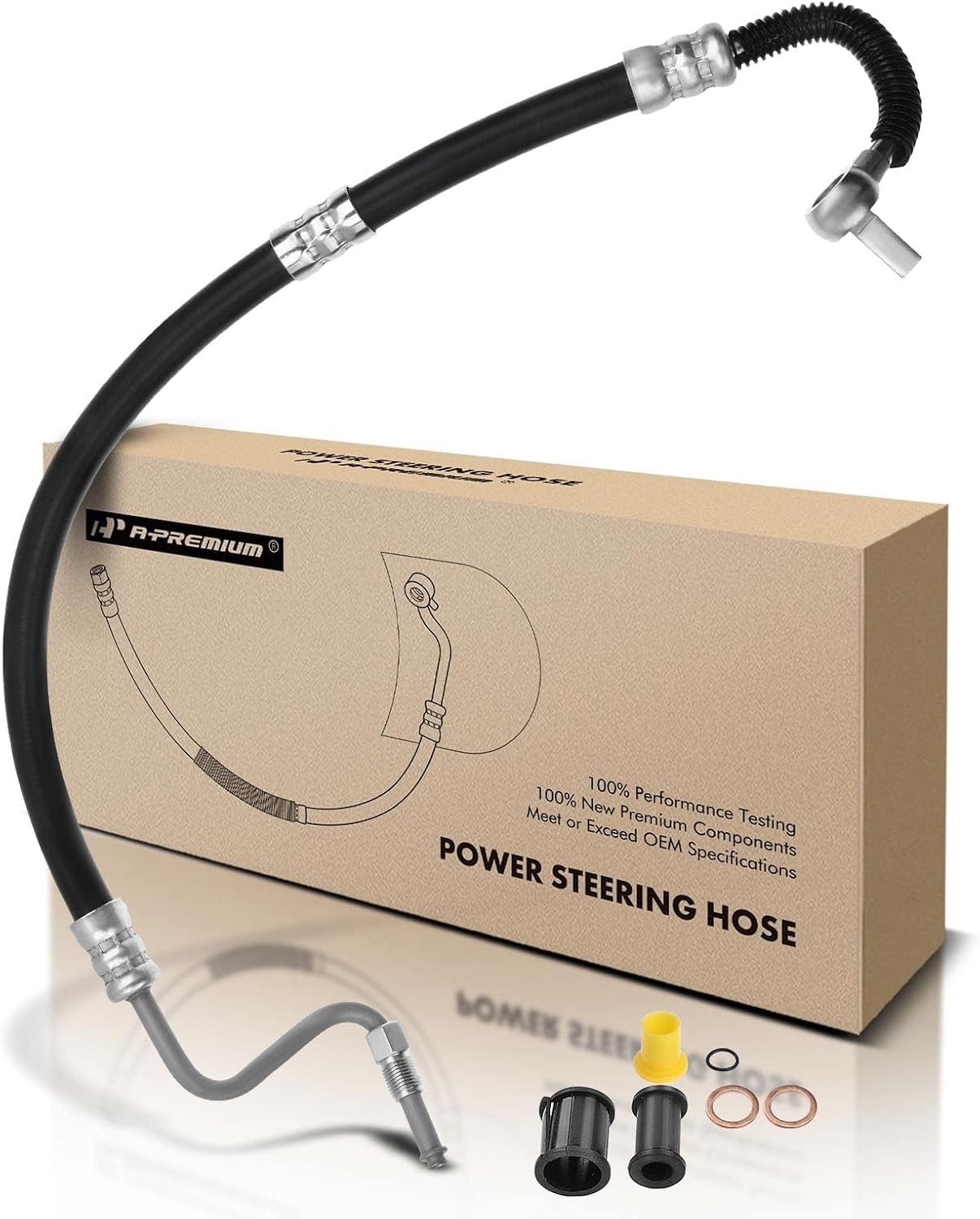 A-Premium Power Steering Pressure Hose Line Assembly Compatible with Toyota Camry 2002-2009, Solara 2004-2008, 2.4L, with O-ring & Washer, Pump To Rack/Gear