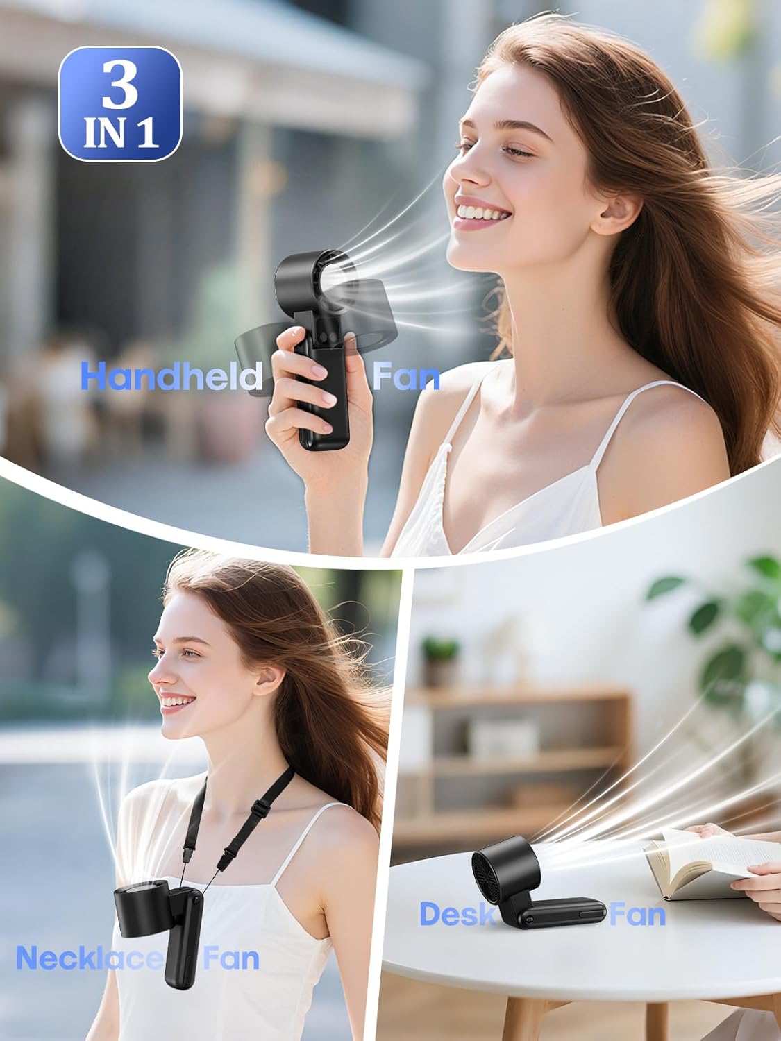 Portable Handheld Fan with Ice Cooler, 5 Gear Wind,Hand Fans with 15000RPM Air Turbo Tech, 3-in-1 Foldable Fans,Digital Display, Rechargeable, Small Portable Fan for Travel,Hiking,Beach,Office - Image 6