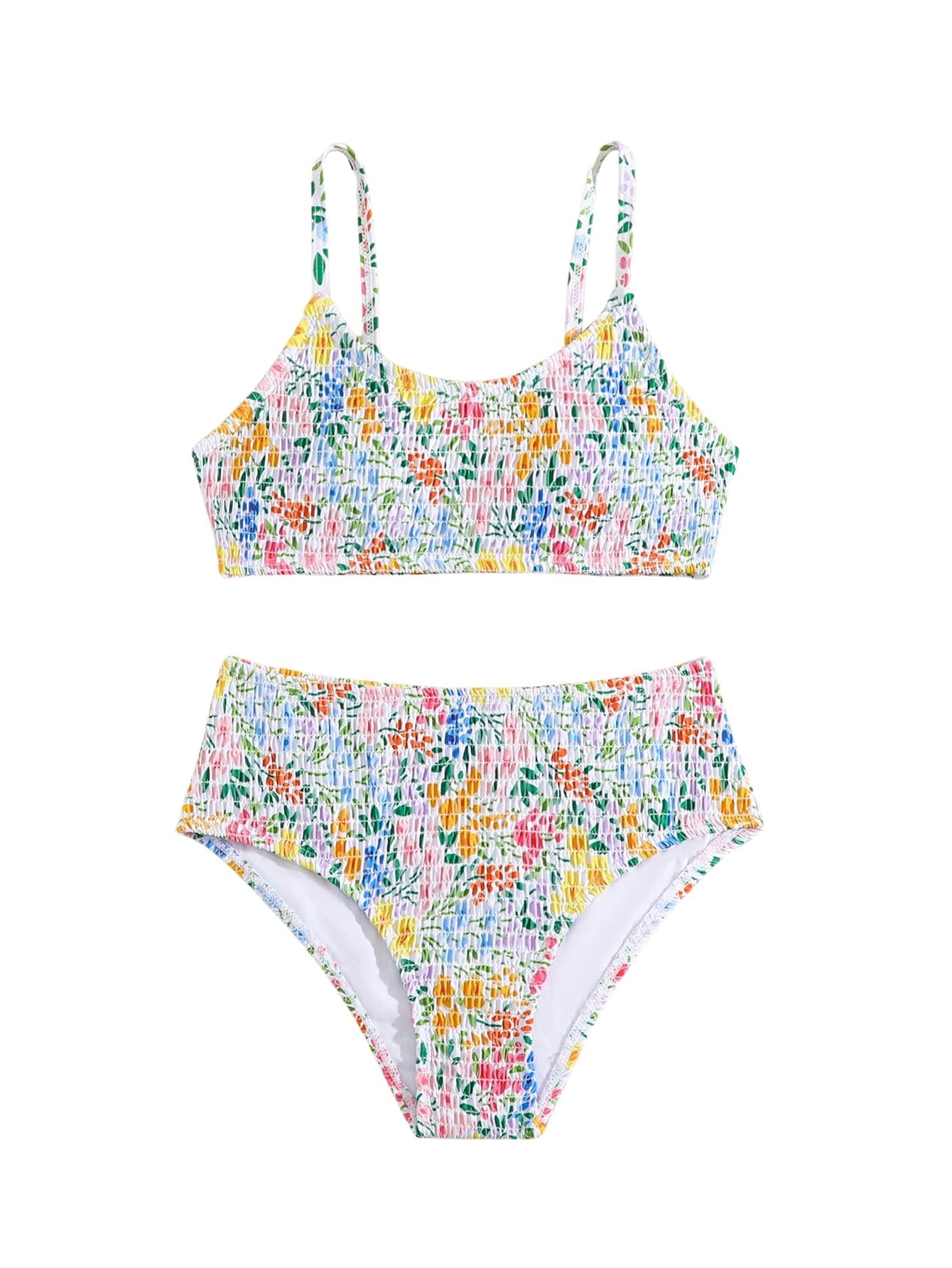GORGLITTER Girl's 2 Piece Bikini Sets Floral Swimsuits High Waisted Bathing Suits