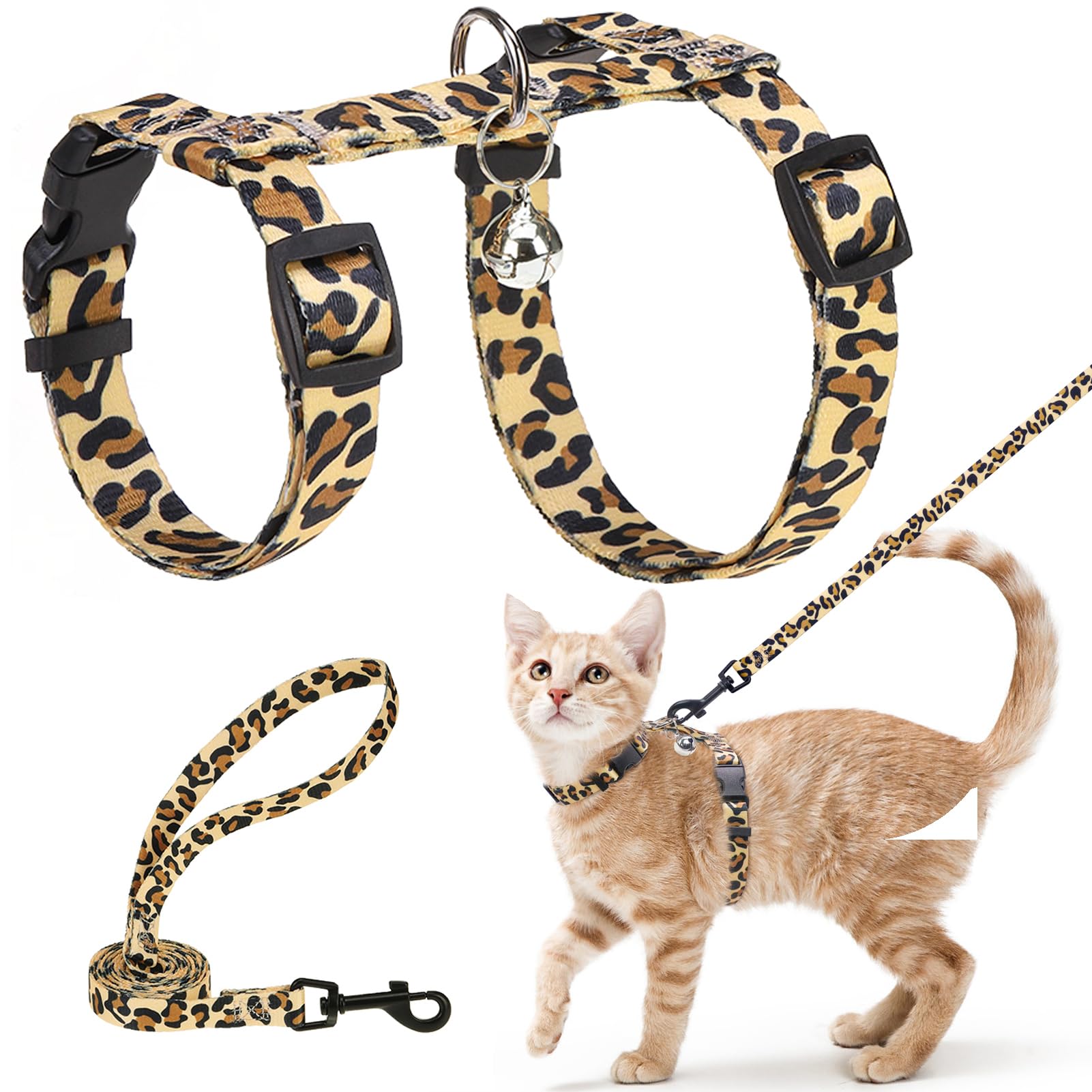 BEAUTYZOO Cat Harness and Leash Set Escape Proof for Walking, Kitten Soft Adjustable Vest Harnesses for Small Medium Large Cats, Easy Control