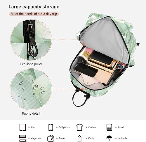 Miniatura 6 de Bolsa de tenis y bádminton bonita y resistente con flores de lirio de cala, colores pastel, verde menta, bolsa de tenis con capacidad para 2