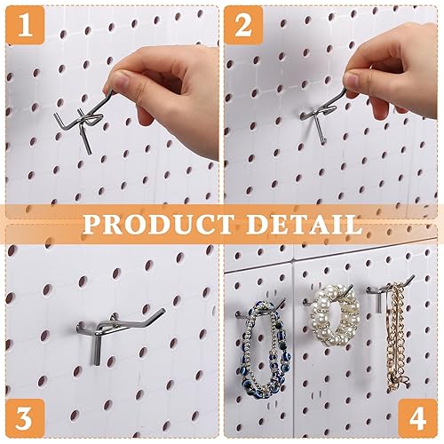 Miniatura 3 de Zonon 400 ganchos de metal galvanizado de 2 pulgadas para tablero de clavijas de 18 pulgadas, ganchos de acero inoxidable para garaje, herramientas