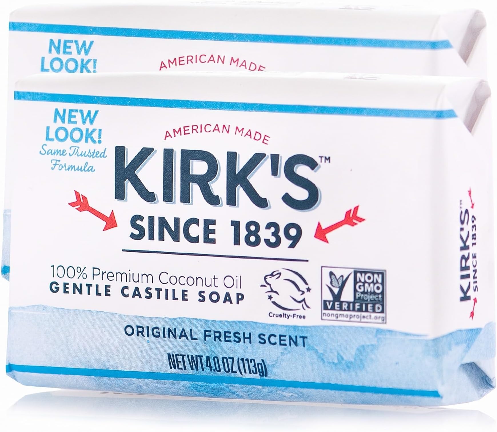 Kirk's Natural Original Castile Soap, 4 Ounce (Packaging may Vary) (Pack of 2)