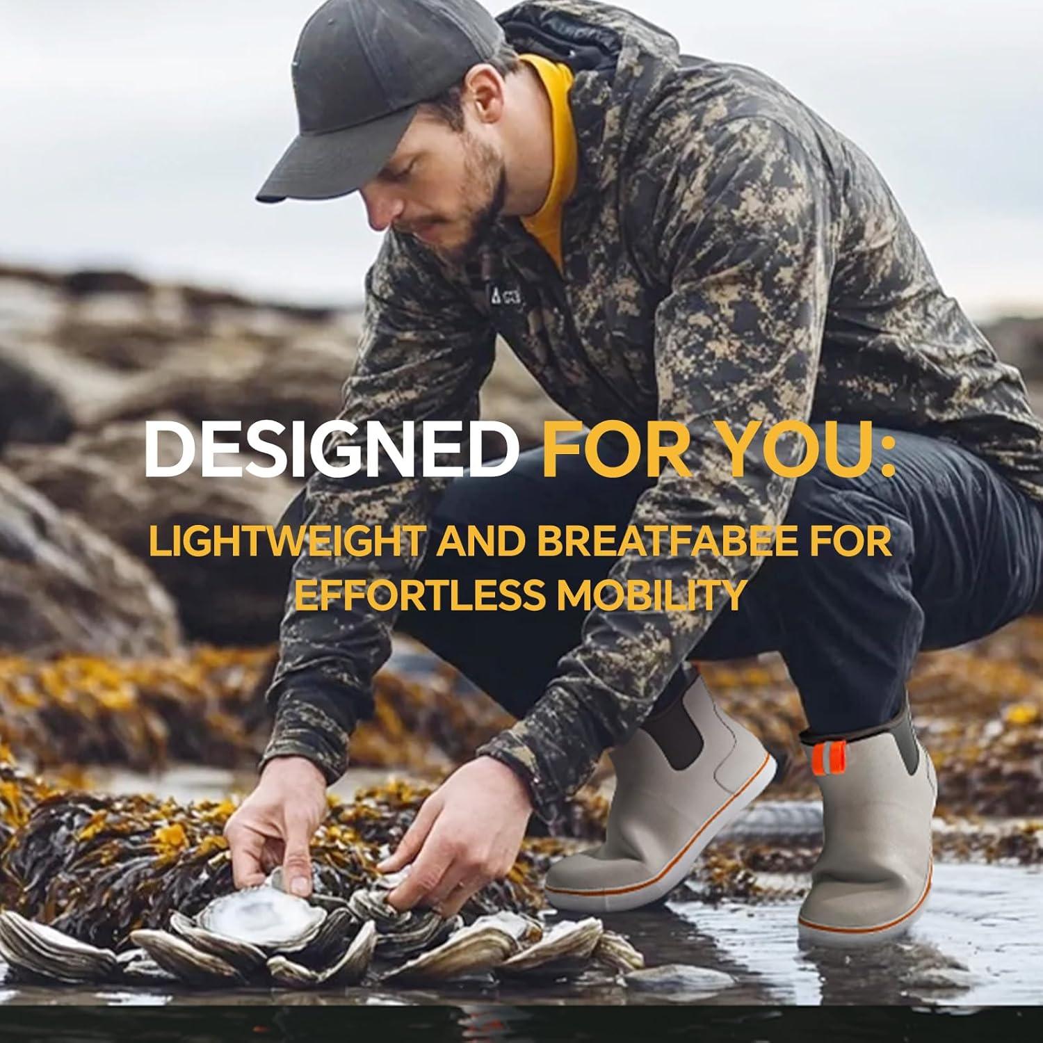 Furuian Men's Deck Boots Fishing Boots Waterproof Rain Boots Ankle Booties Slip On Neoprene Rubber Footwear Chelsea Boots Men botas para hombre for Gardening Fishing Boating Camping Sailing - Image 6