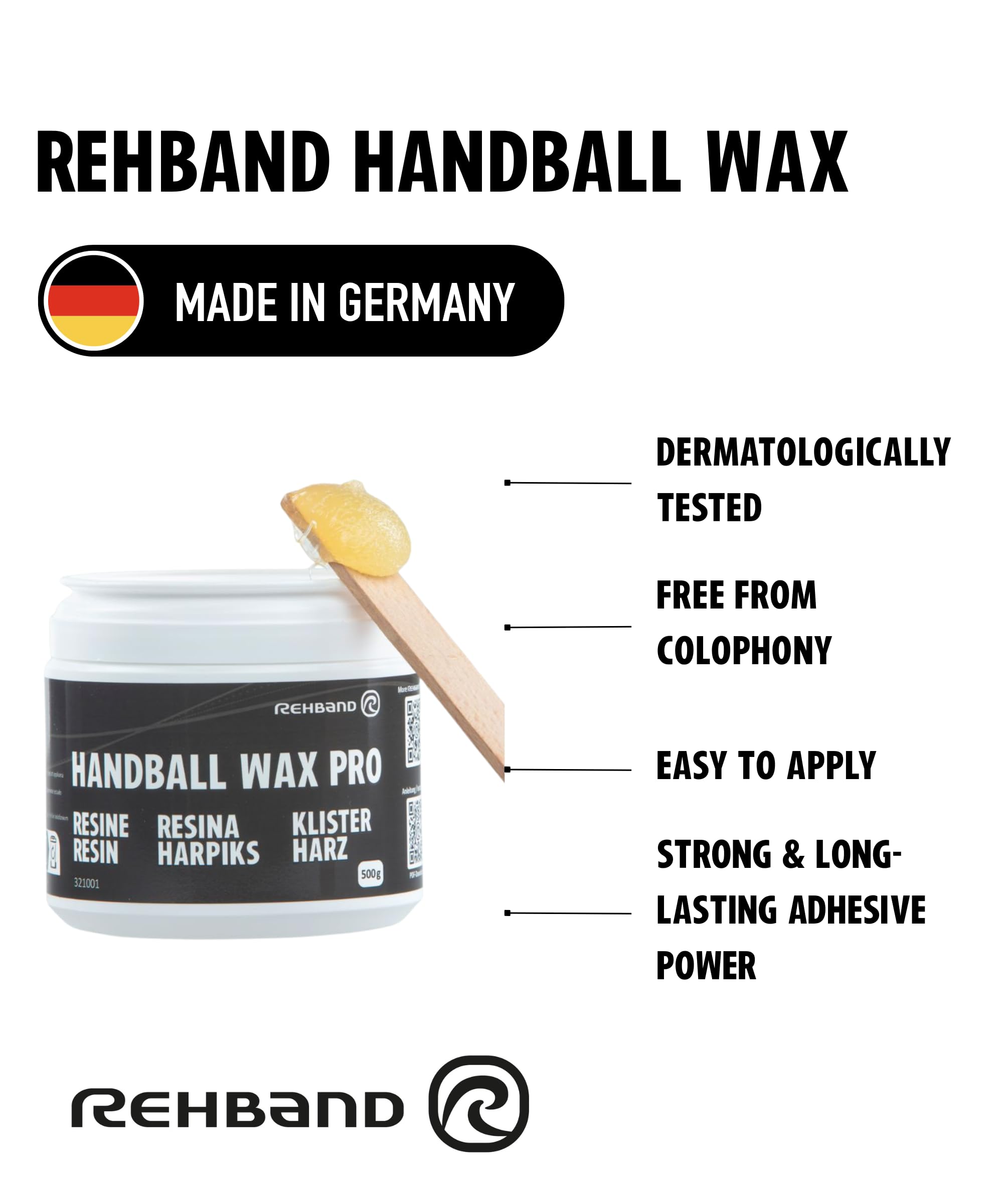 Rehband Resina Natural para Balonmano, adherencia Fuerte y Duradera, Probada Dermatológicamente