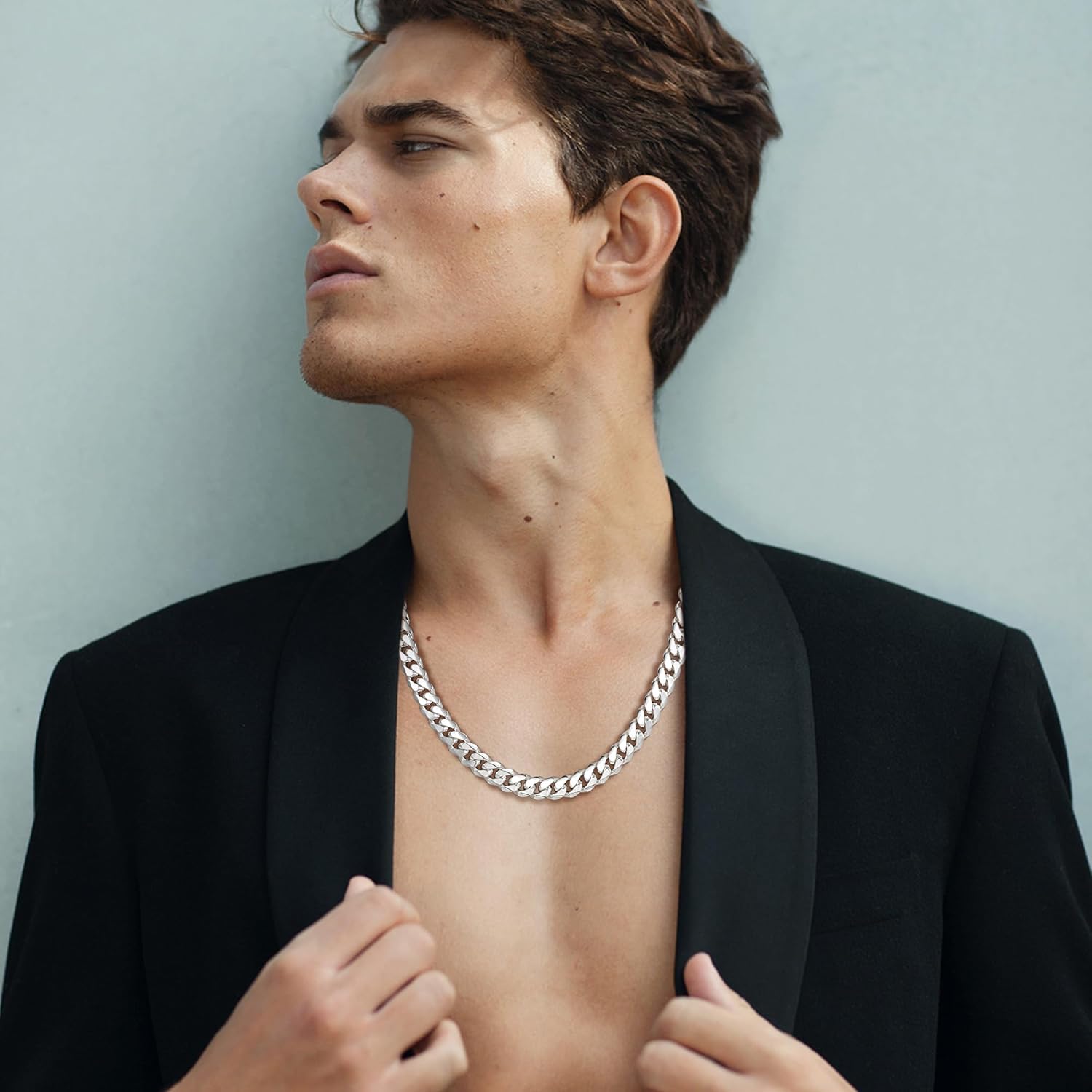 Cuban Link Chain for Men, 925 Sterling Silver Over 9mm/10mm/12mm Chunky Cuban Chain Diamond Cut Silver Necklace Chains Gifts for Men Father Boyfriends - Image 4