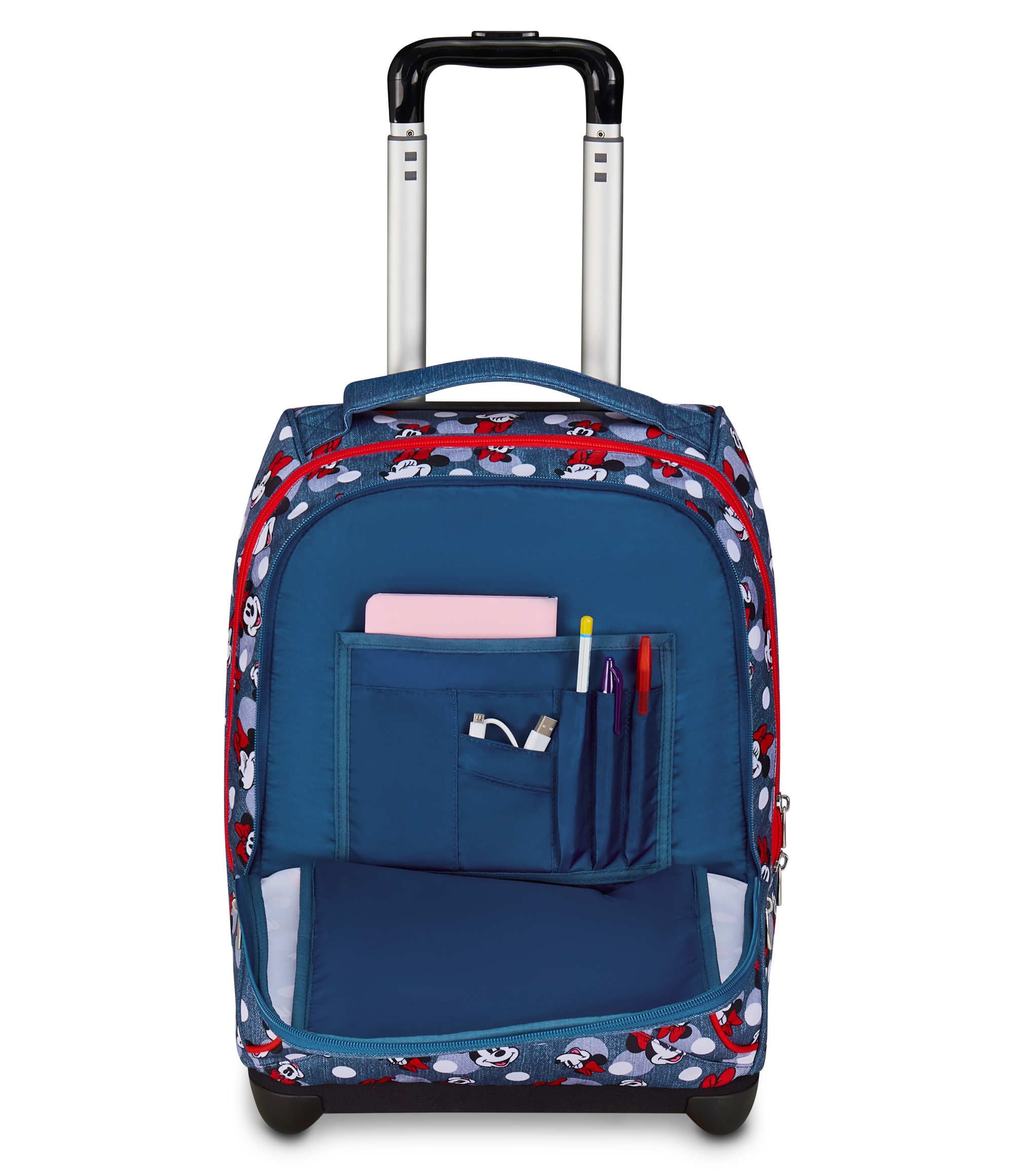 Seven Minnie Big Trolley Scuola Fisso, Blu Denim, 2 in 1, Doppio Uso, Trolley e Zaino, Scuola Elementare, Bambina
