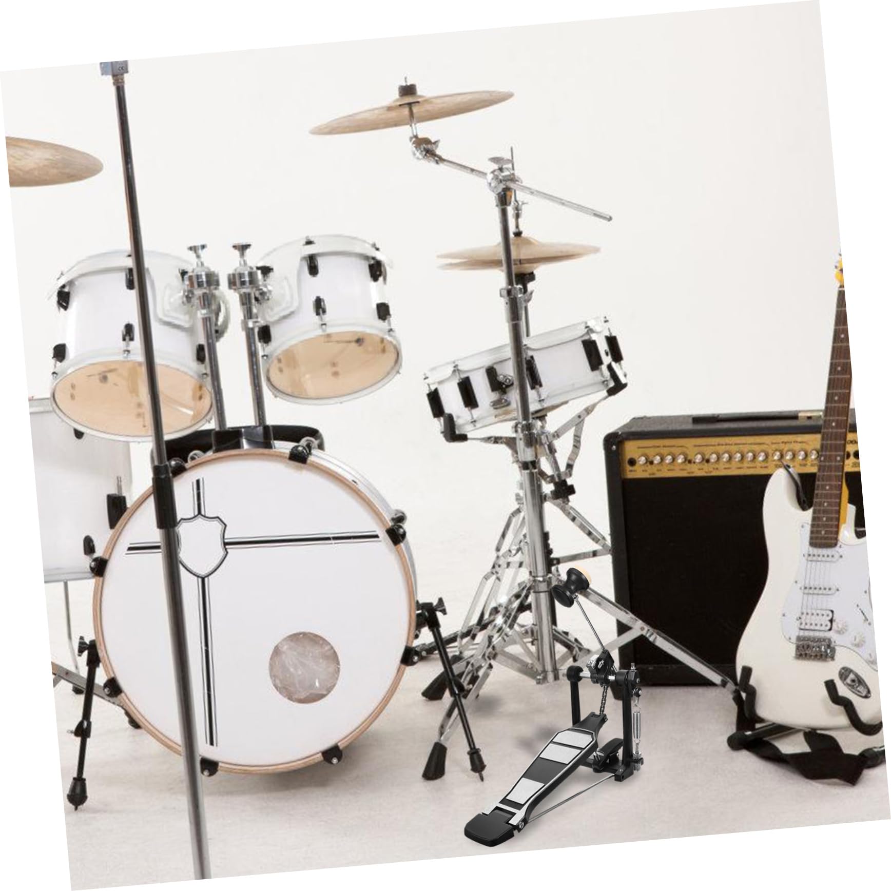 UPKOCH Pedale Singolo per Batteria in Lega di Alluminio e Base Allargata Design Antiscivolo per Esercitarsi nella Tecnica del Jazz e Batteria Elettronica