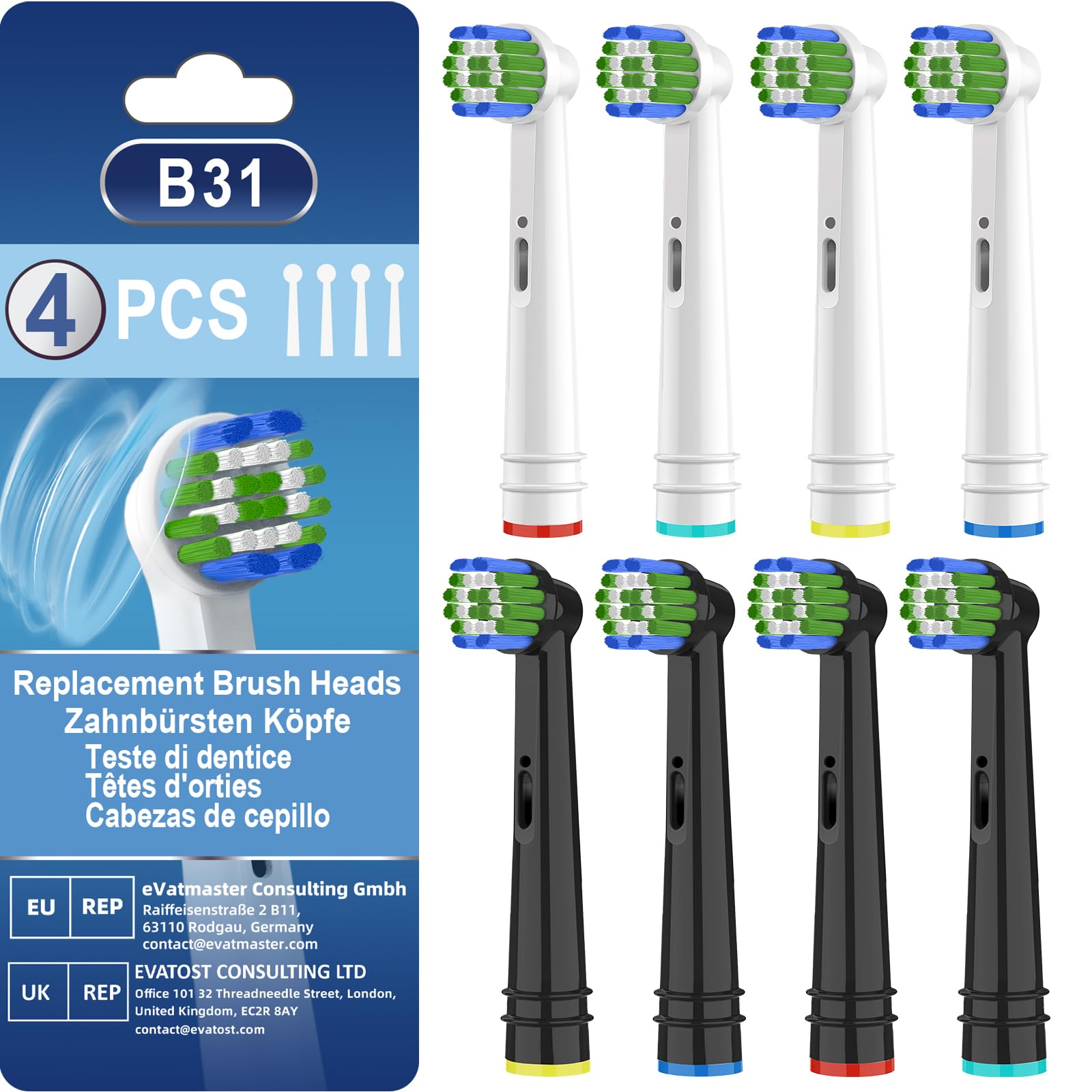 Replacement Toothbrush Heads Compatible with Oral B Braun Pro 500 1000 Genius X Smart 1500 Series 8 Pack