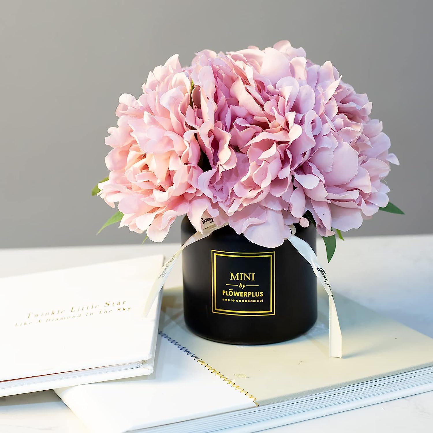 SYOSI Fake Flowers with vase, Fake Peony with vase Desktop Decoration, Suitable for Home Office Decoration of Artificial Flowers Coffee Table Decorations, Centerpiece Table Decorations(Purple)