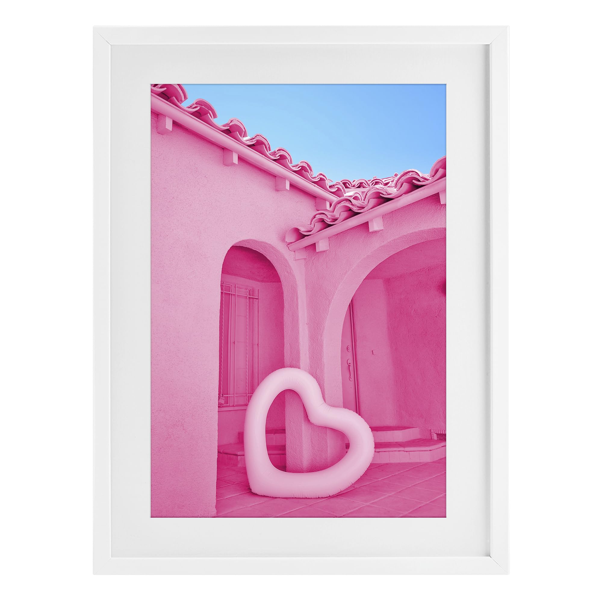 'Pink Pop Heart at Villa'| Framed Print Under Glass