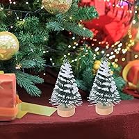 Vista 9 de 10 piezas de mini árbol de Navidad en miniatura de pinos con base de madera, botella de cepillo, árboles de Navidad artificiales, árboles pequeños