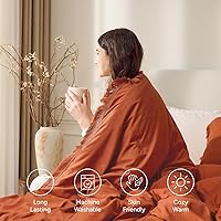 Vista 4 de Andency Juego de edredón tamaño individual, color naranja quemado, juego de edredón de 2 piezas con borlas bohemias terracota para niños, niñas