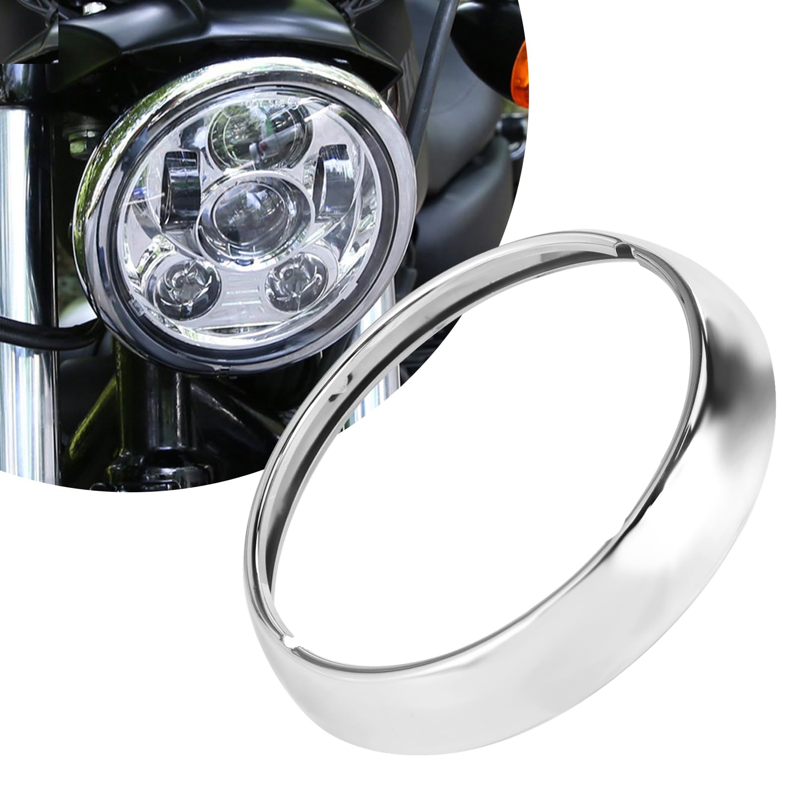 GUDITEM 7" Motorcycle Headlight Lamp Trim Ring Cover Headlight Assembly Fit for Touring Road King Electra Glide Street Glide Tri Glide FLHT FLHR (