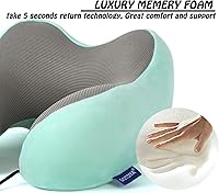 Vista 3 de Almohada de viaje, almohada cervical para dormir durante el viaje, hecha al 100 % de espuma viscoelástica pura, almohada suave, cómoda y de apoyo