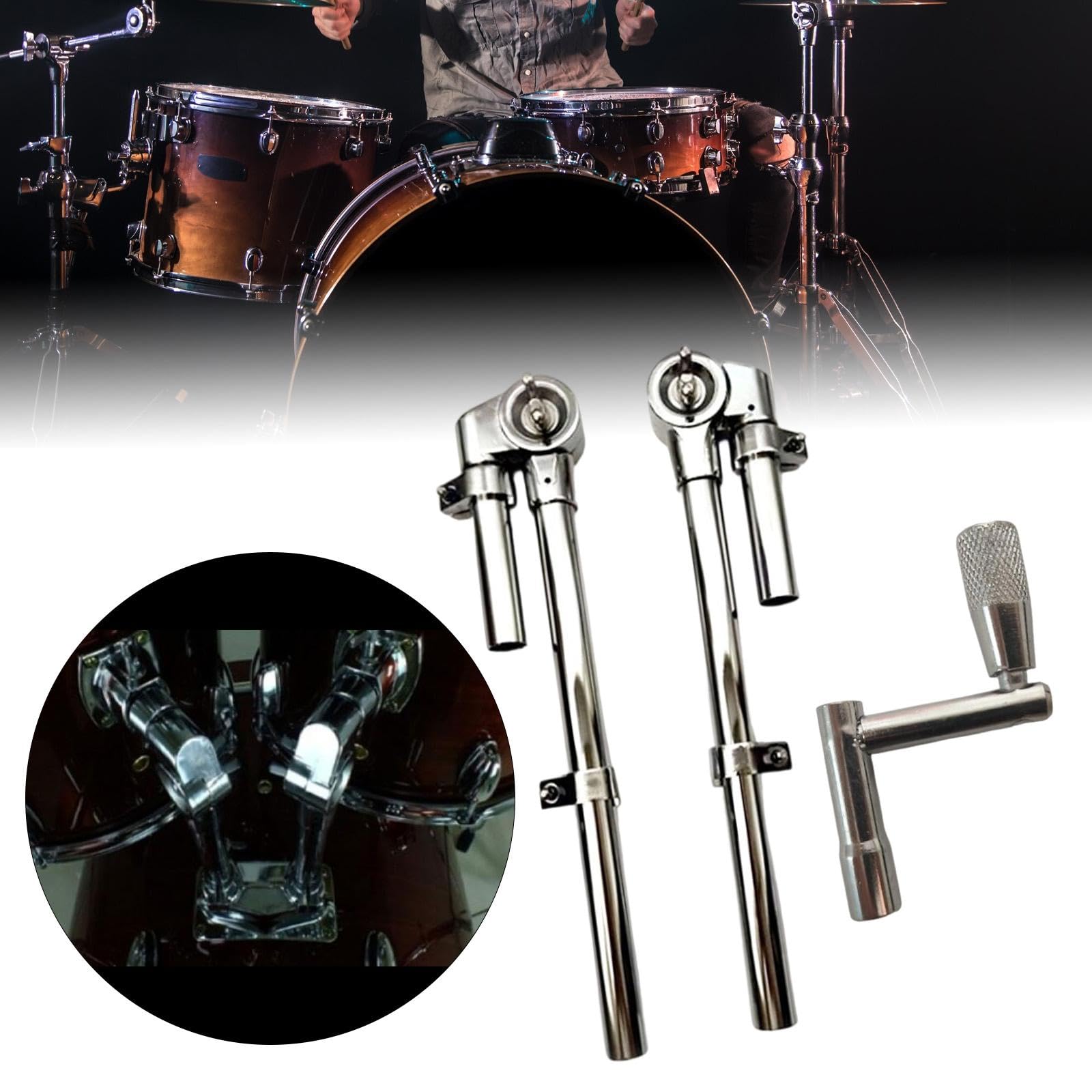 2 Supporti per Supporto per Tamburo Tom con Chiave Inglese, Hardware per Batteria a percussione per concerti in Negozio