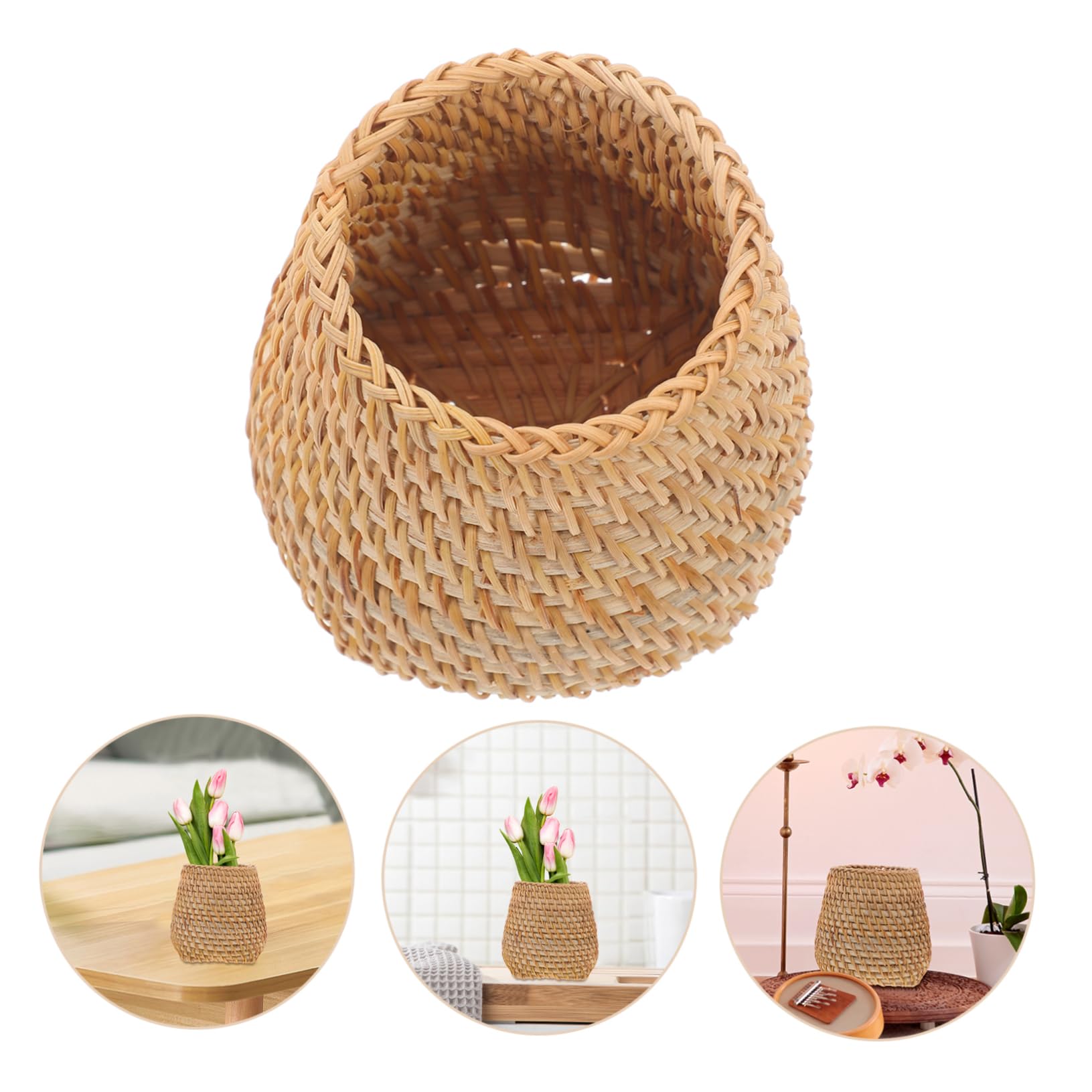 NUOBESTY 3piezas Organizador De Escritorio De Ratán Para Lápices y Pinceles Porta Lápices Decorativo y Multifuncional Para y Recipiente De Almacenamiento De Gran Capacidad