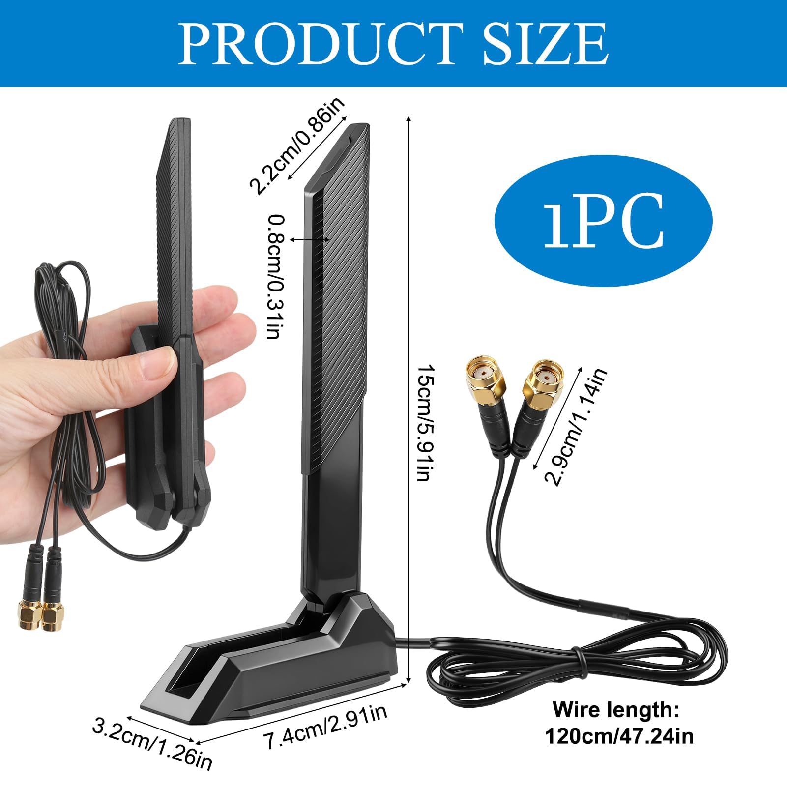 Antenna WiFi 6E 12dBi a 3 bande per router scheda madre da gioco ASUS ROG/Maximus/GIGABYTE/MSI 2.4GHz 5GHz 6GHz base magnetica pieghevole Omni Antenna per Wi-Fi 6/6E AX AXE Router PC Bluetooth