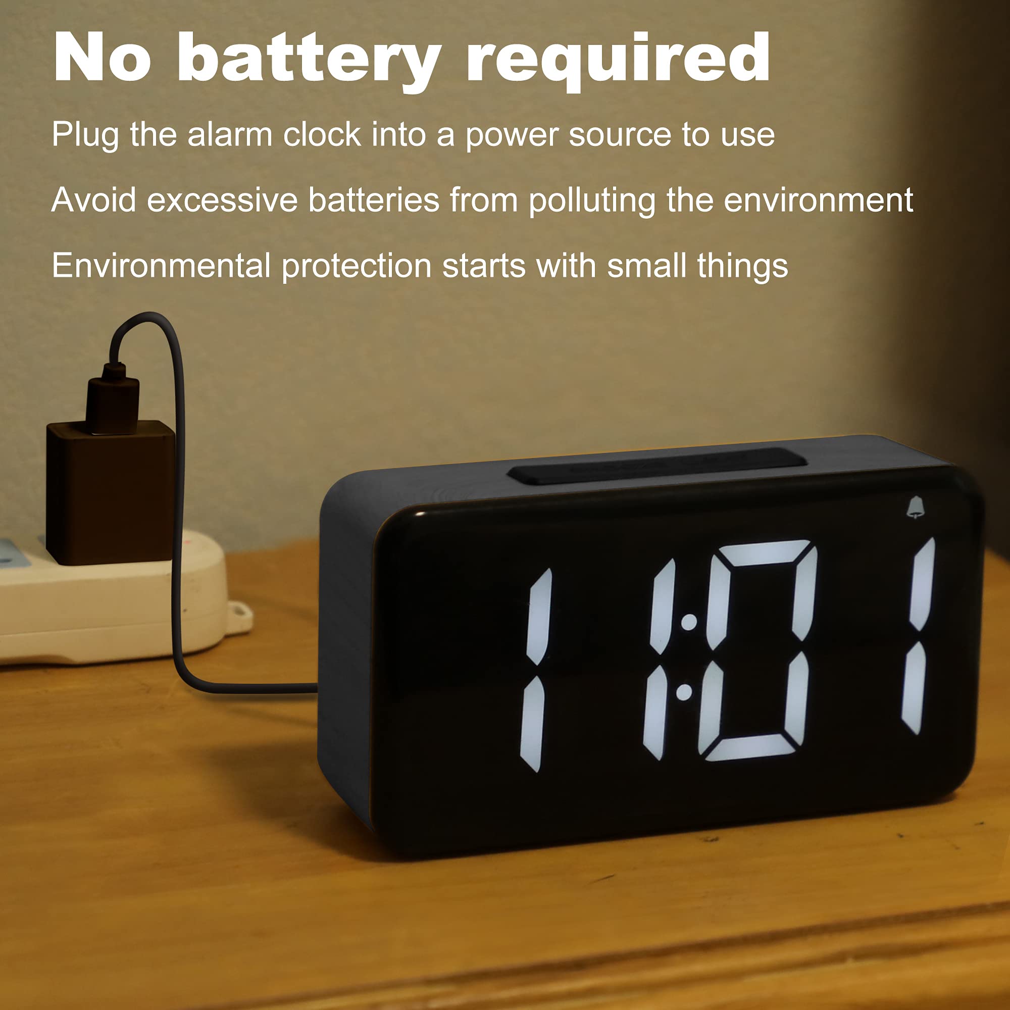 LEERON Alarm Clock Digital Alarm Clocks for Bedrooms Heavy Sleepers LED