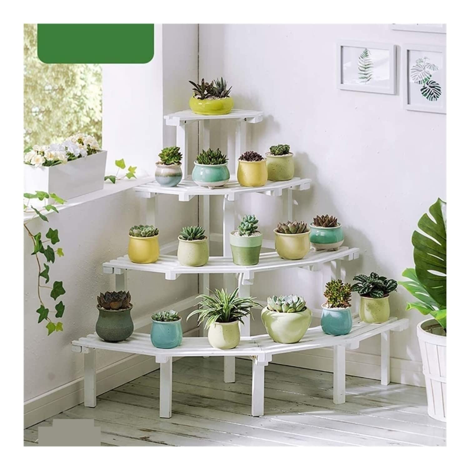 MHbdfsxz Plant Shelf For Multiple Plants Solid Wood Plant Stand Succulent Flower Pot Holder Home Patio Garden Lawn Flower Stand For Patio(White,80*75*110cm)