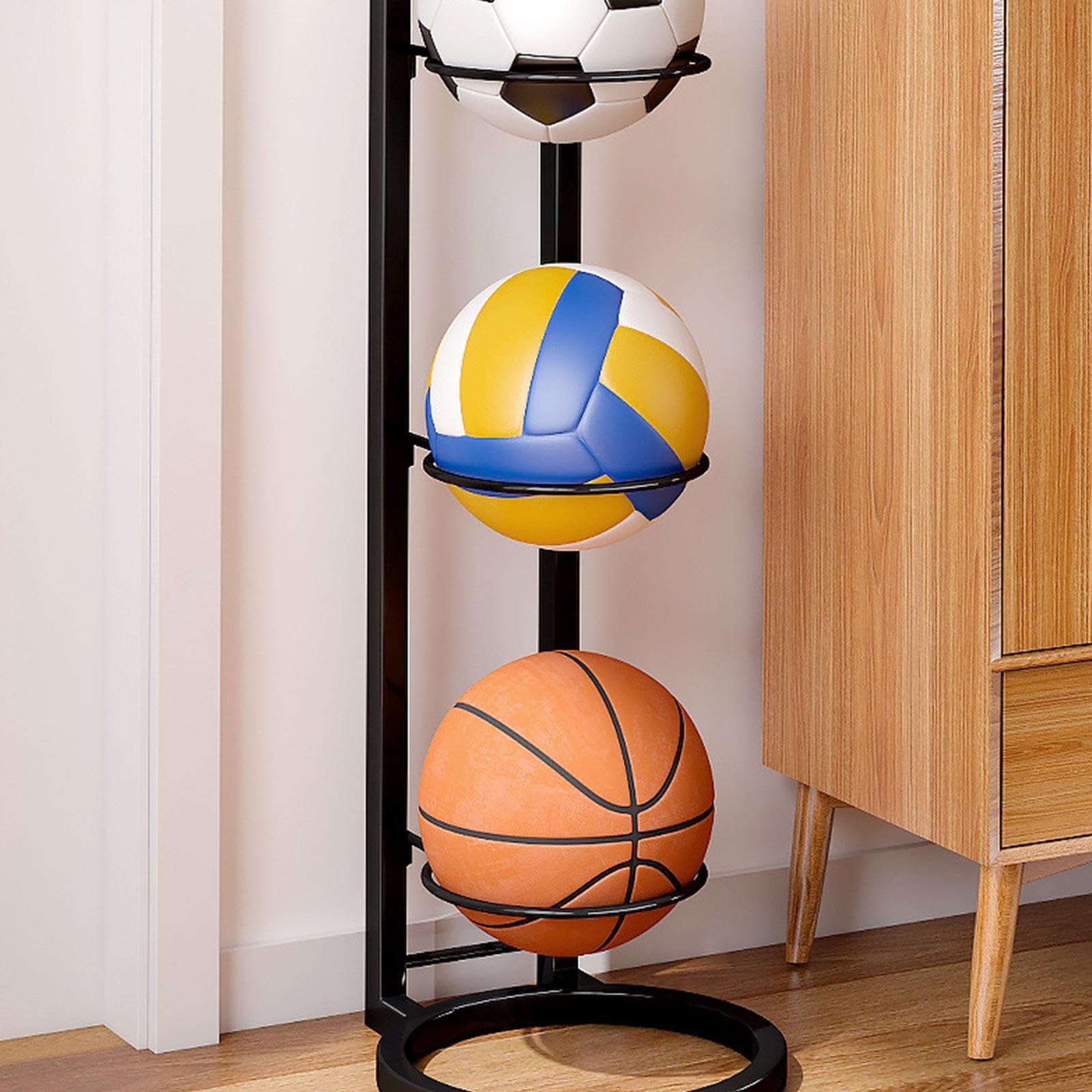 Estantería de almacenamiento de pelota para fútbol y baloncesto, soporte vertical multicapa