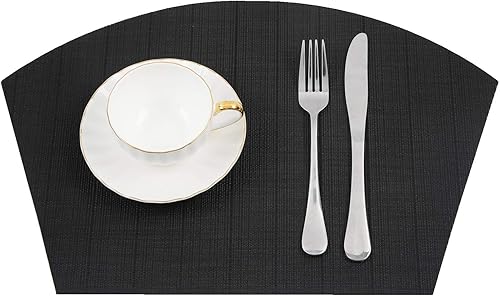 Miniatura 113 de SHACOS - Manteles individuales de PVC para mesas redondas, manteles individuales con curvatura, antideslizantes, resistentes al calor, de vinilo,