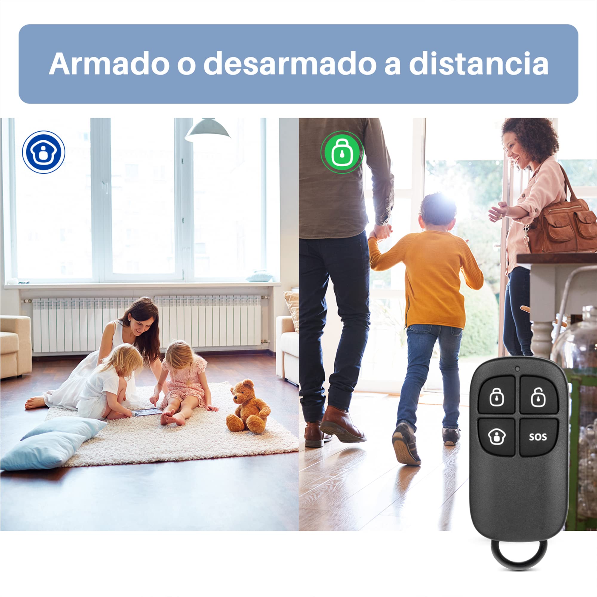 Chuango CG-105S Sistema De Alarma - con Sirena De 90db y Luz Estroboscópica, Sensores para Puerta y Ventanas, Detector de Movimiento Inmmune a Mascotas y Mando a Distancia