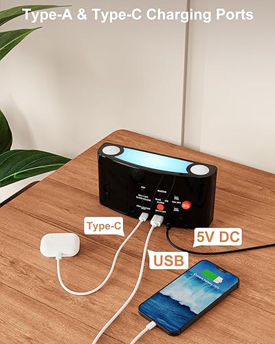 Miniatura 6 de Mesqool Reloj despertador digital para dormitorios, reloj LED enchufable con dígitos RGB dinámicos, pantalla regulable y luz nocturna, 7 opciones de