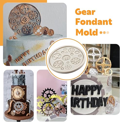 Miniatura 4 de Steampunk Gear - Moldes de silicona para fondant, engranajes, para decoración de pasteles, decoración de cupcakes, caramelo, chocolate, polímero,