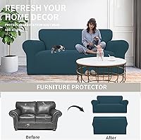 Vista 439 de Easy-Going - Funda elástica para sofá, 1 pieza, protector de muebles, suave, con parte inferior elástica, para niños, tela de jacquard de poliéster