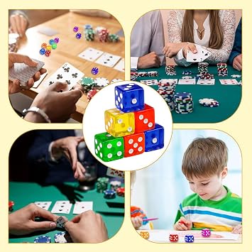 D6 Dice Set,20 Pcs Polyhedral Dice Set 16 mm 6 Sided Dice for Math Teaching Party Favor Bar Entertainment Accessories 5 Colours