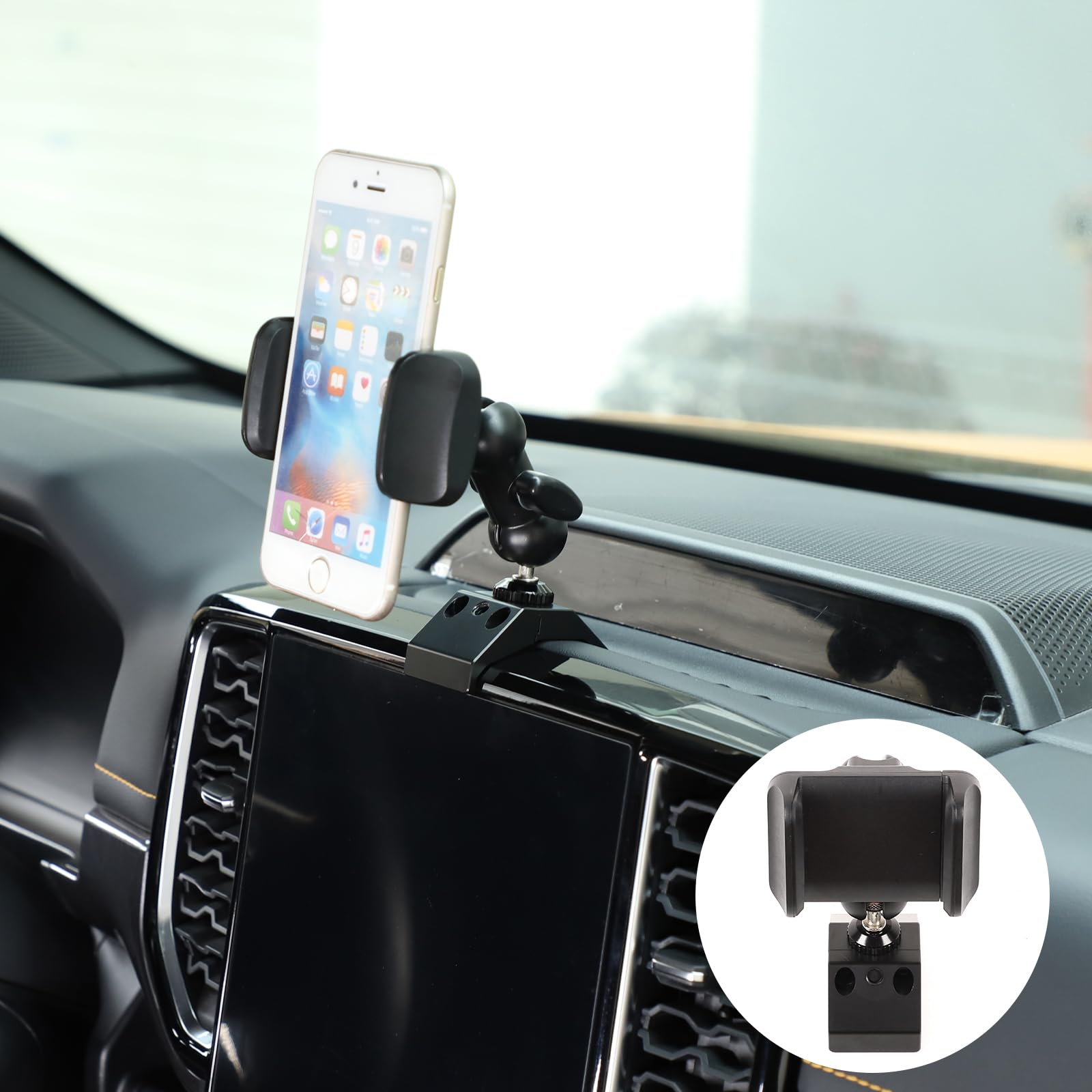 Handyhalterung für Ford Ranger ab 2023, Spezieller Peanut-Socket Clip für Lüftungsdichtung, Navigationsbildschirm Obere Befestigung, 1-Form/B-Design, Magnetisch, Keine Blockierung der Lüftung (A)