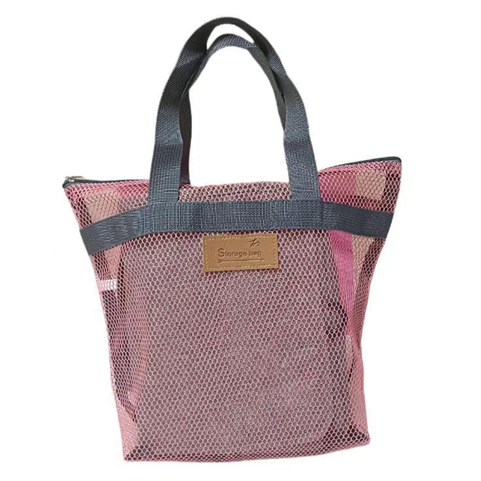 Lorilida Mesh Shower Caddy Portable Bathroom Organizer Quick-Dry Hanging Shower Tote for Gym Travel and Bathrooms Pink One