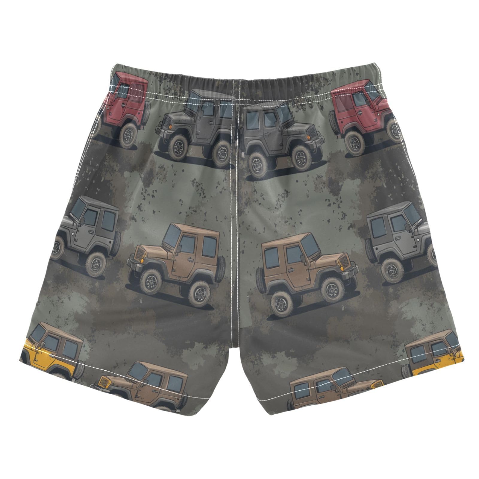 Jucciaco Boys Beach Board Shorts Grunge Camo Monster Truck Quick Dry Swim Trunk Swimwear for Kids