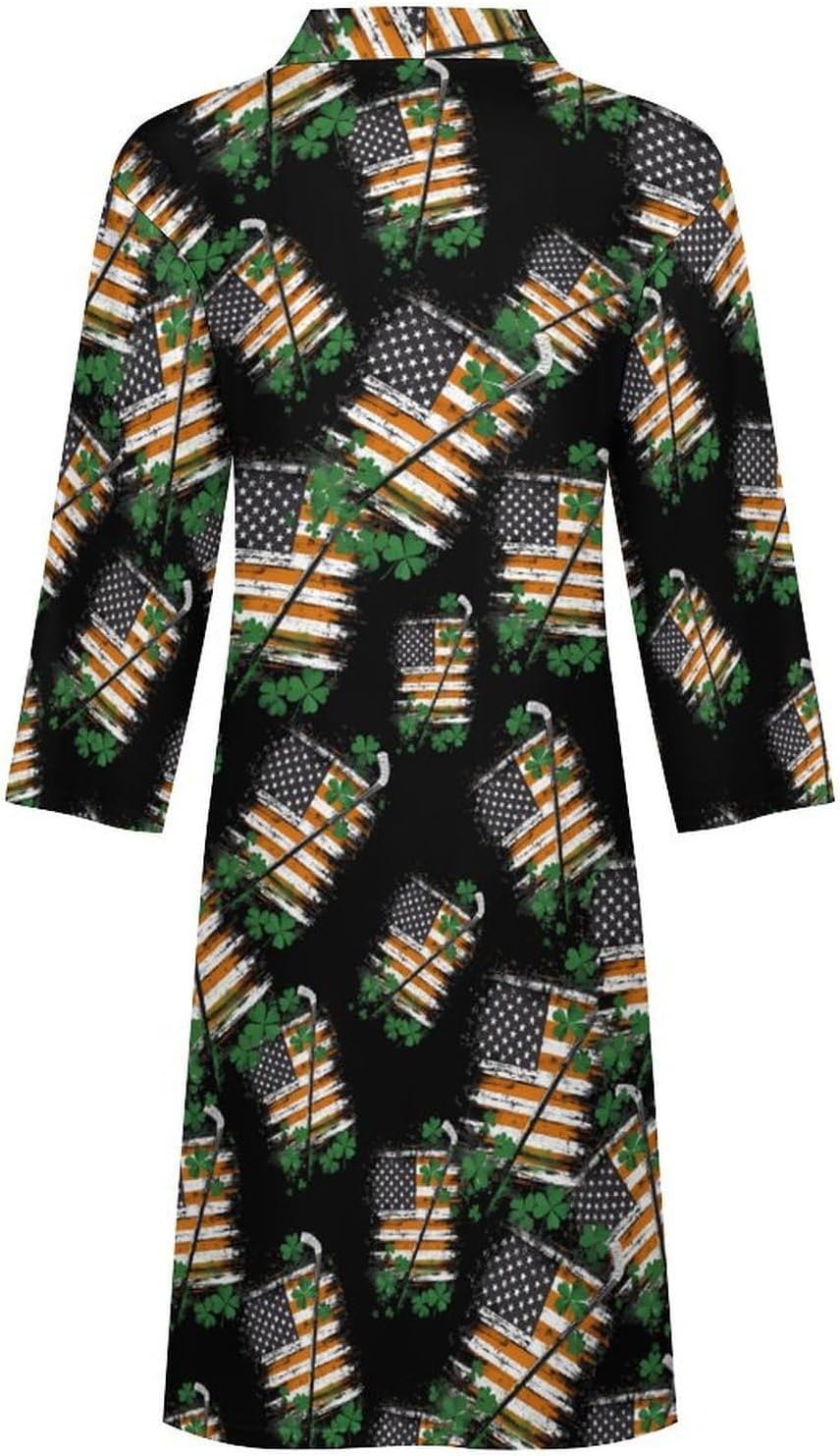 St And Patricks Hockey USA Flag Mens Robe Long Bathrobe for Women Bath Robes Lightweight Soft Printed Sleepwear